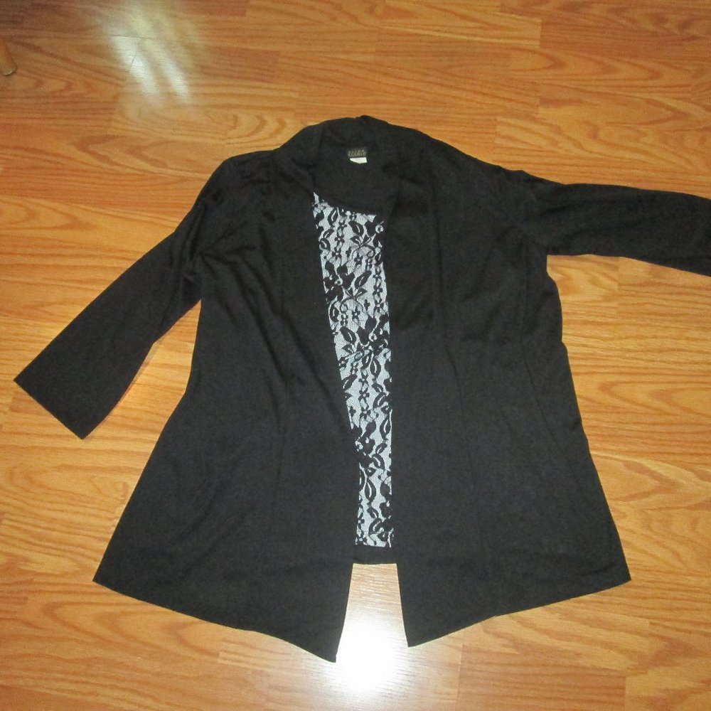 5/$25 Salon Studio Size L Black Sweater w/attached lacy top